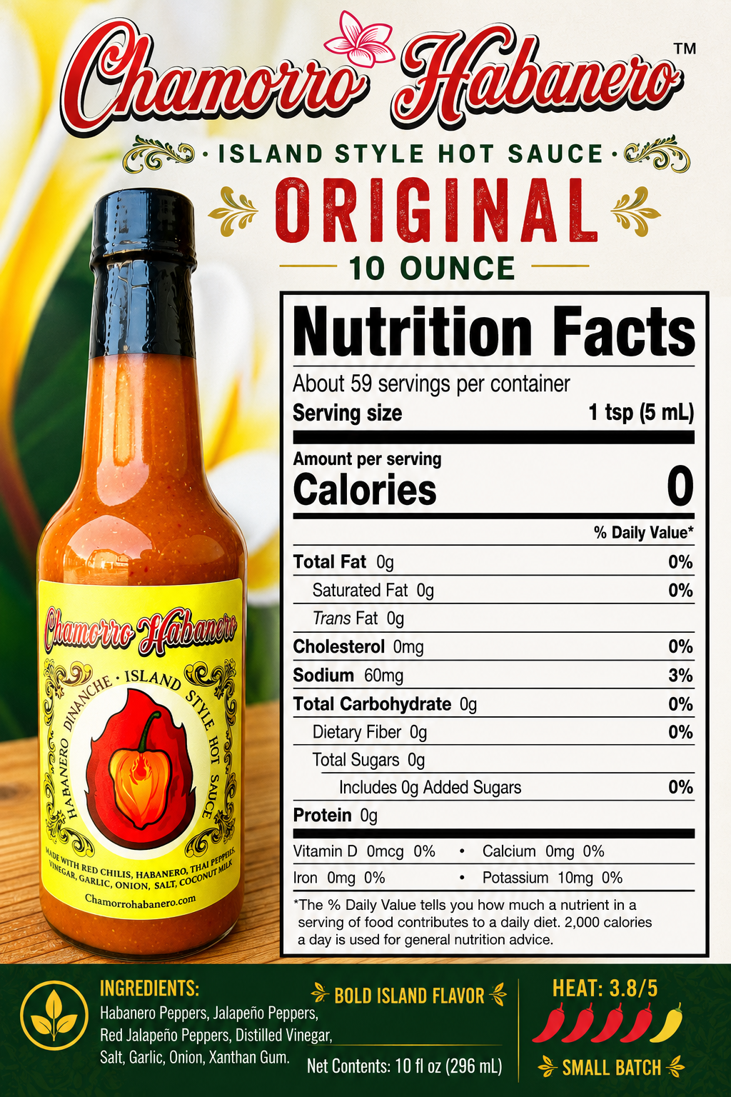 Chamorro Habanero Hot Sauce – Island Style Hot Sauce (10 ounce)